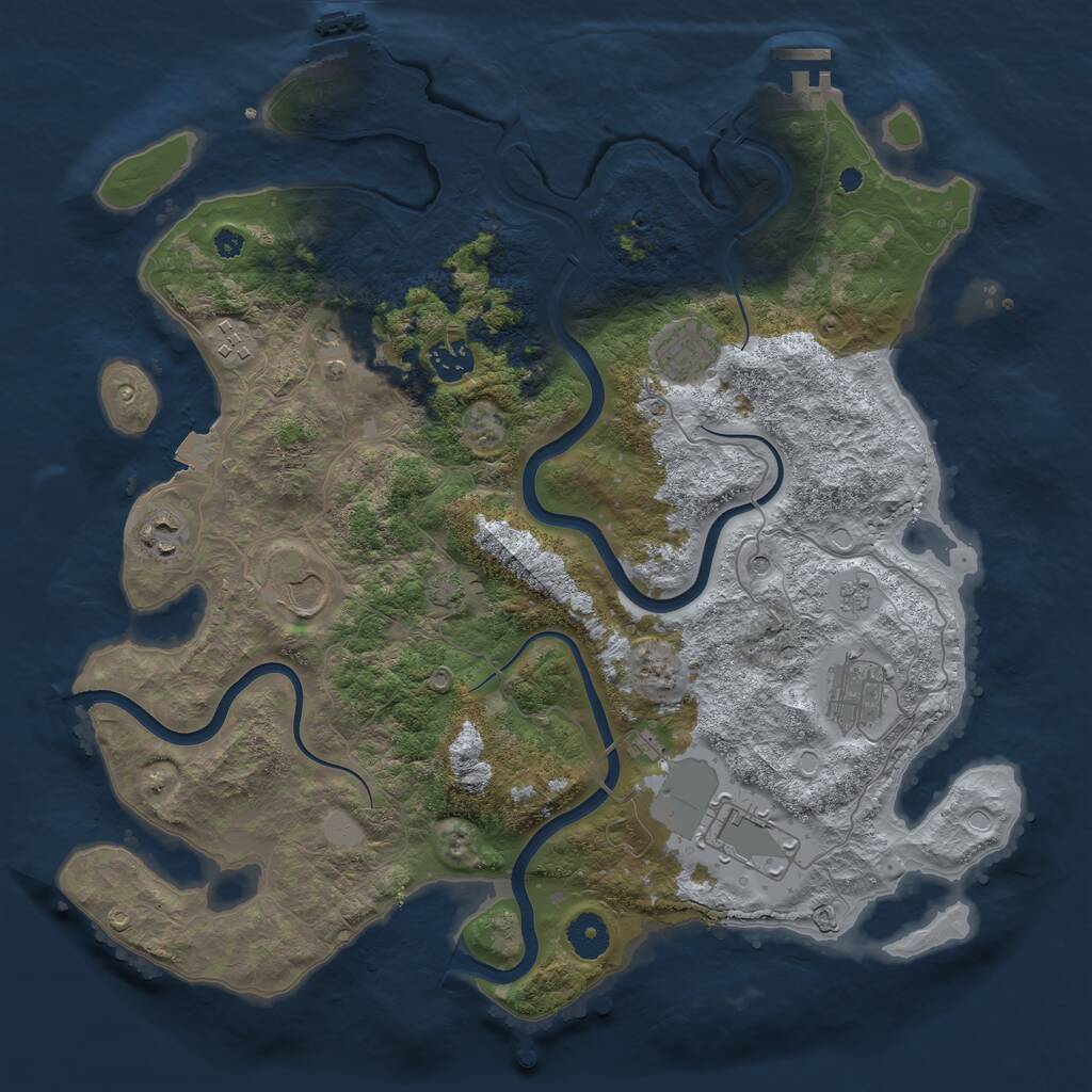 Rust Map: Procedural Map, Size: 3800, Seed: 3524548, 14 Monuments