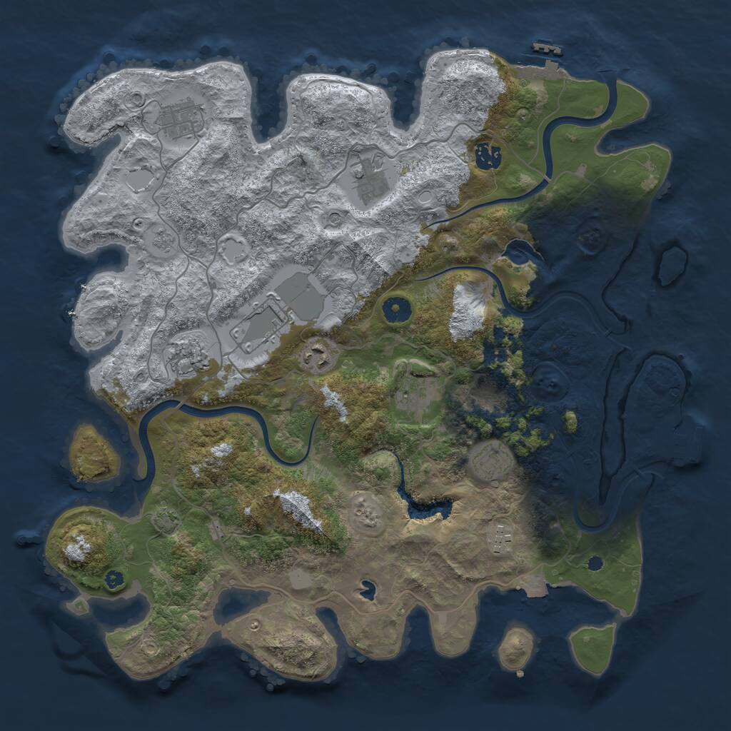 Rust Map: Procedural Map, Size: 4000, Seed: 1877950920, 15 Monuments