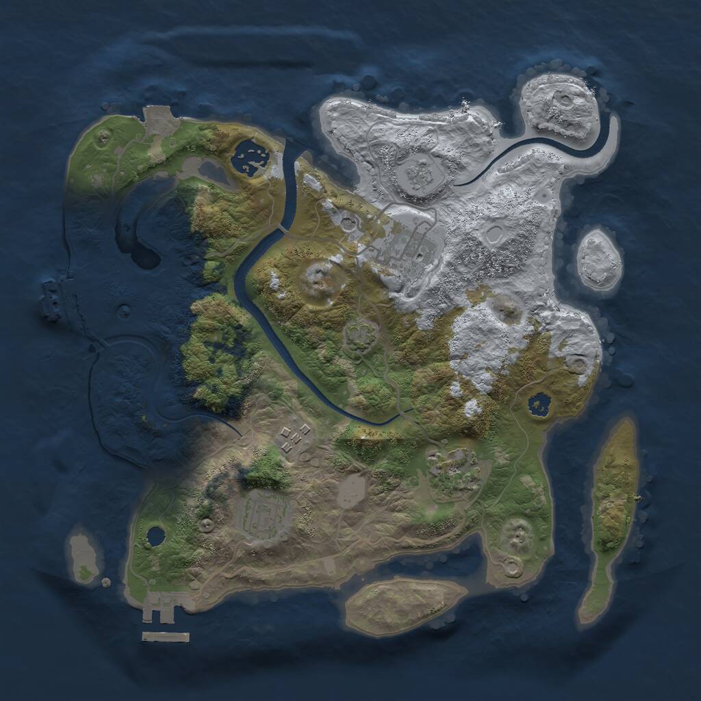 Rust Map: Procedural Map, Size: 3000, Seed: 1464638467, 11 Monuments