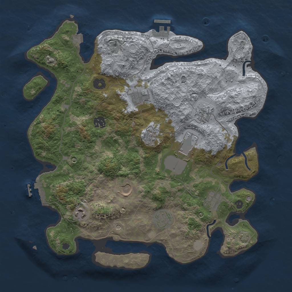 Rust Map: Procedural Map, Size: 3600, Seed: 28, 17 Monuments