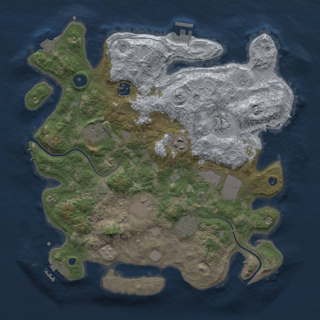 Rust Map: Procedural Map, Size: 3600, Seed: 28, 14 Monuments