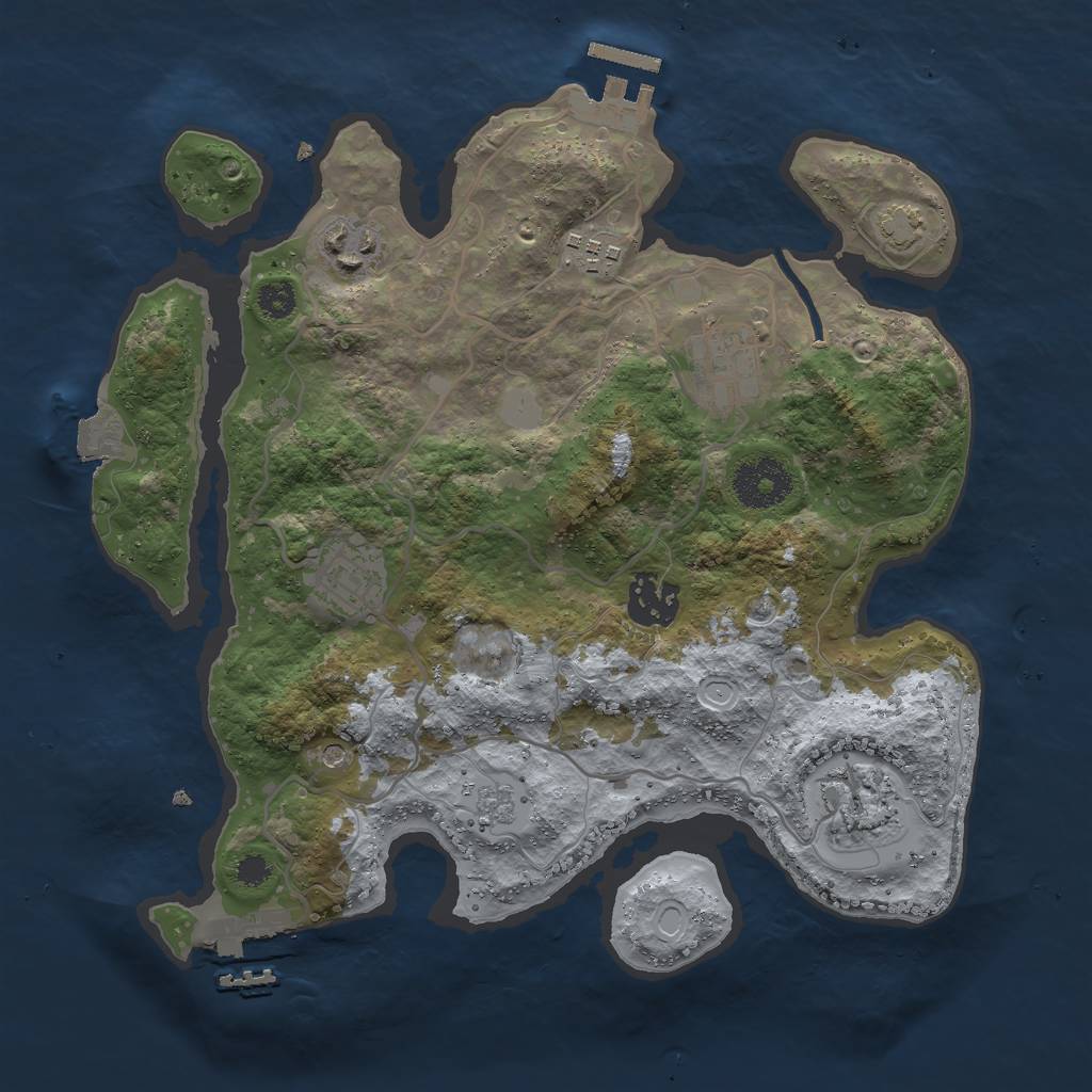 Rust Map: Procedural Map, Size: 3000, Seed: 447007412, 14 Monuments