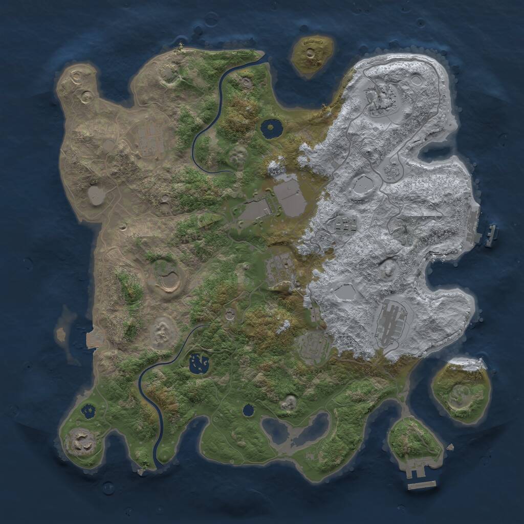Rust Map: Procedural Map, Size: 3750, Seed: 54833649, 16 Monuments