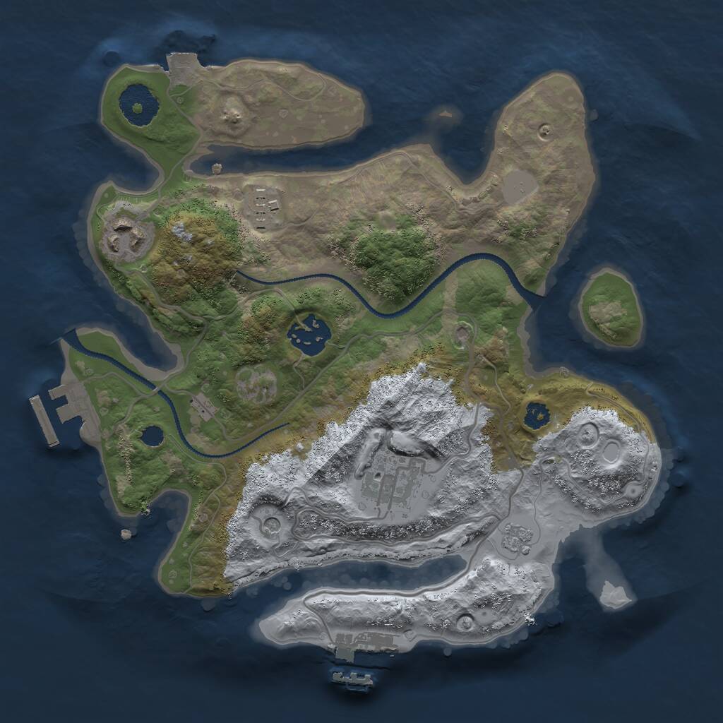 Rust Map: Procedural Map, Size: 2750, Seed: 1323215263, 9 Monuments