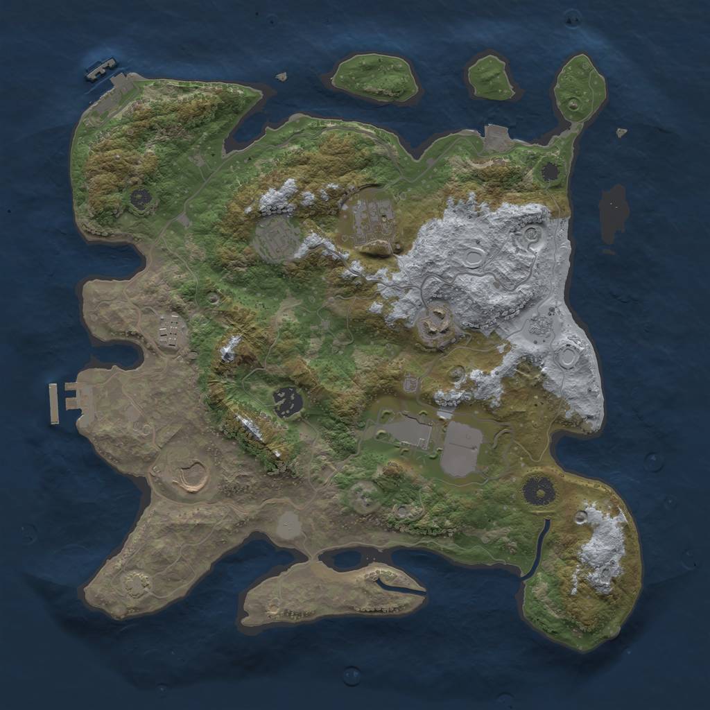 Rust Map: Procedural Map, Size: 3500, Seed: 2758, 15 Monuments