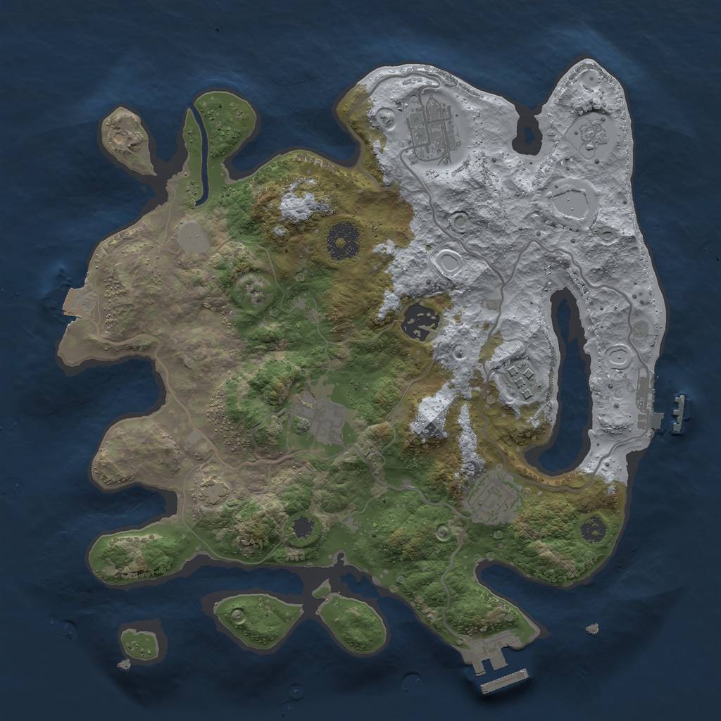 Rust Map: Procedural Map, Size: 3000, Seed: 1125918824, 12 Monuments