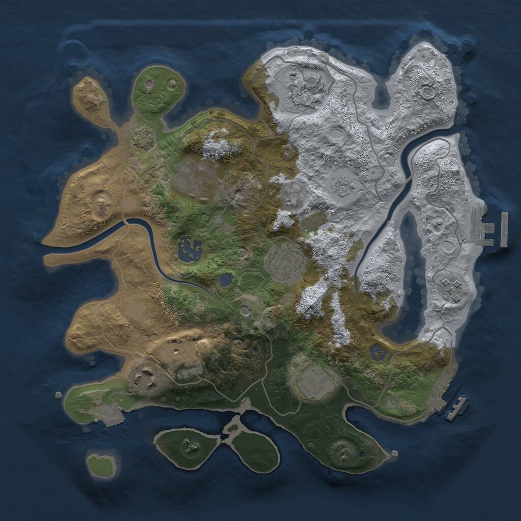 Rust Map: Procedural Map, Size: 3000, Seed: 1125918824, 13 Monuments