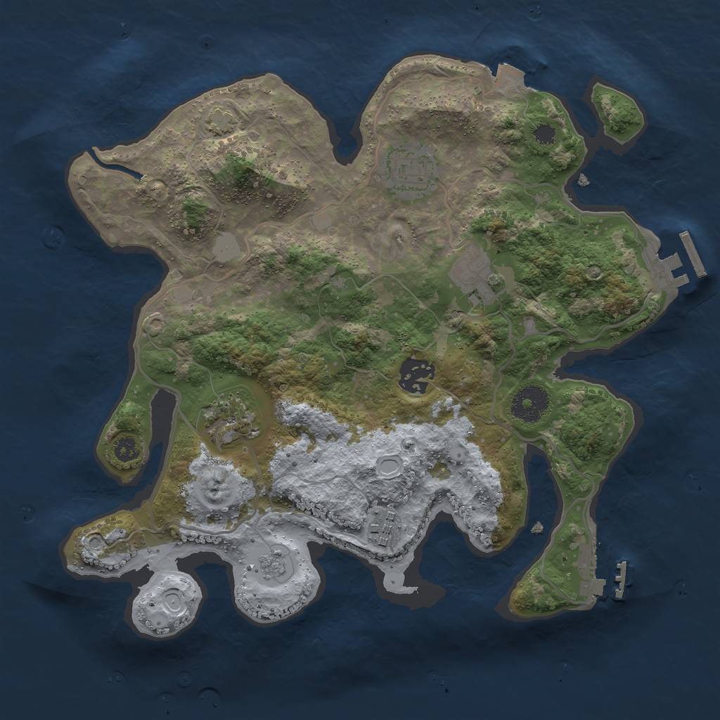 Rust Map: Procedural Map, Size: 3000, Seed: 1917066253, 12 Monuments