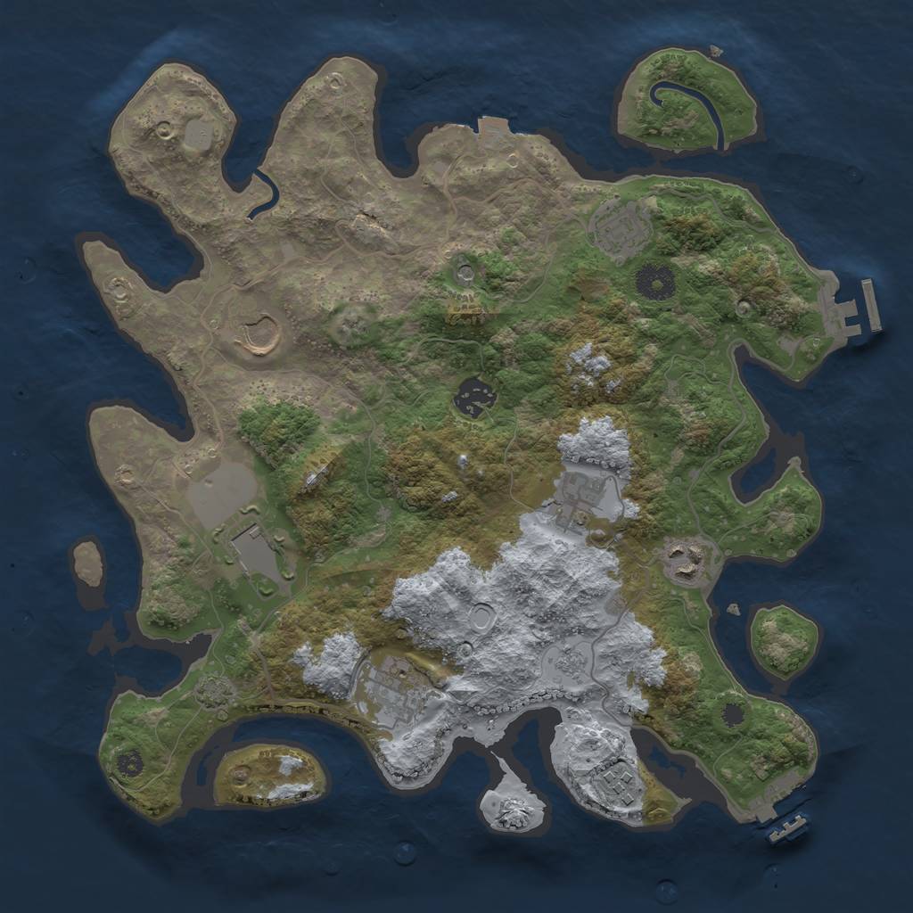 Rust Map: Procedural Map, Size: 3500, Seed: 123883812, 16 Monuments