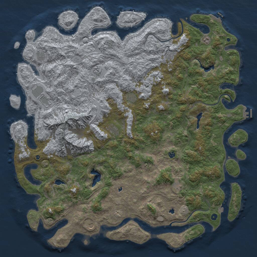 Rust Map: Procedural Map, Size: 6000, Seed: 392781, 17 Monuments
