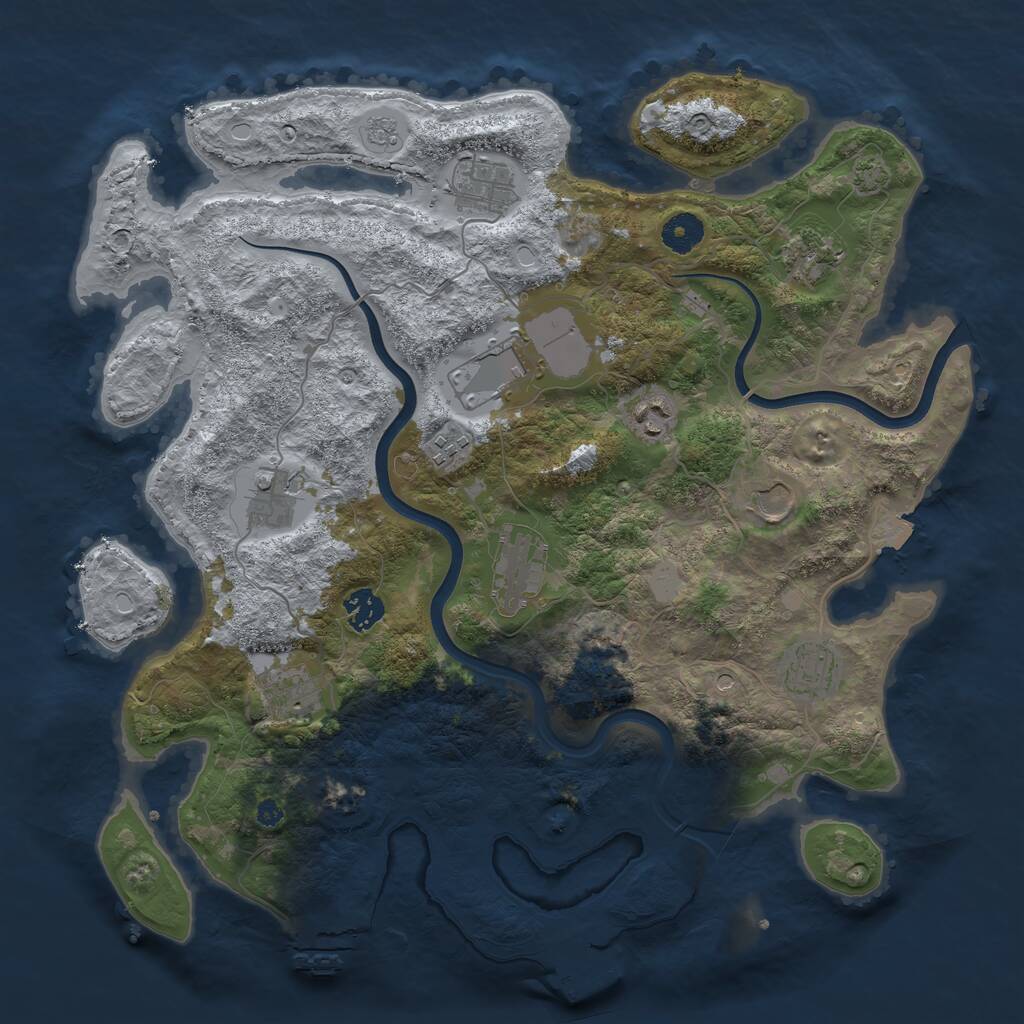 Rust Map: Procedural Map, Size: 3850, Seed: 1443426048, 17 Monuments