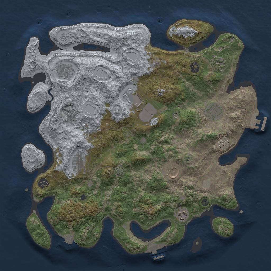 Rust Map: Procedural Map, Size: 3850, Seed: 1443426048, 17 Monuments