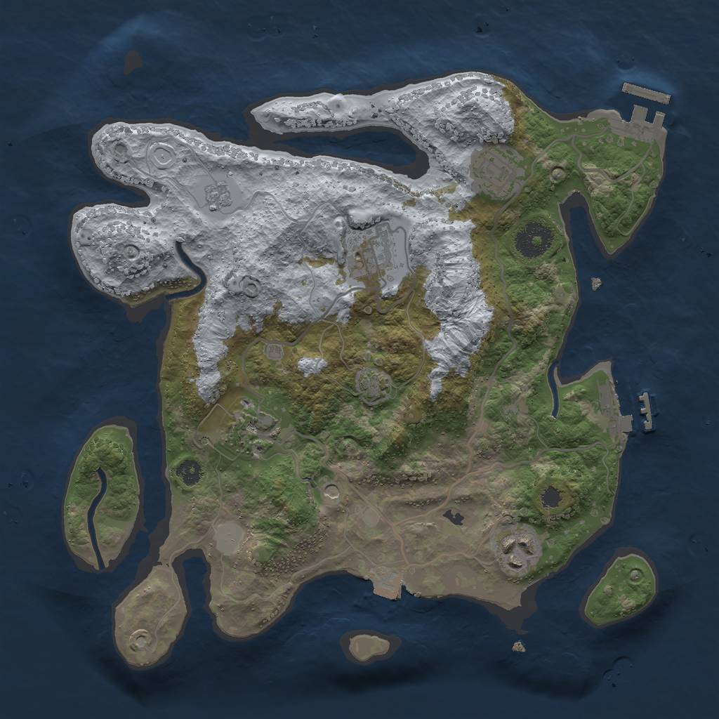 Rust Map: Procedural Map, Size: 3000, Seed: 399609908, 12 Monuments