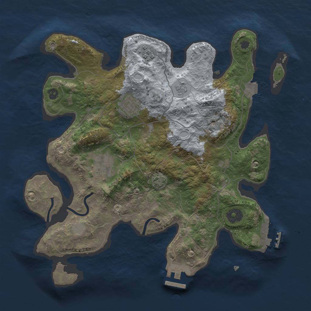 Rust Map: Procedural Map, Size: 3000, Seed: 1342334, 10 Monuments