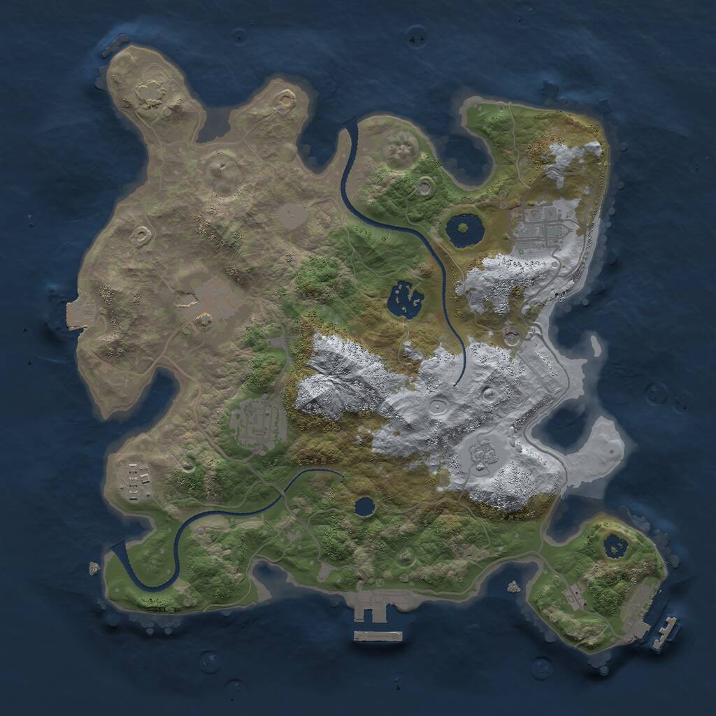 Rust Map: Procedural Map, Size: 3000, Seed: 1370179450, 11 Monuments