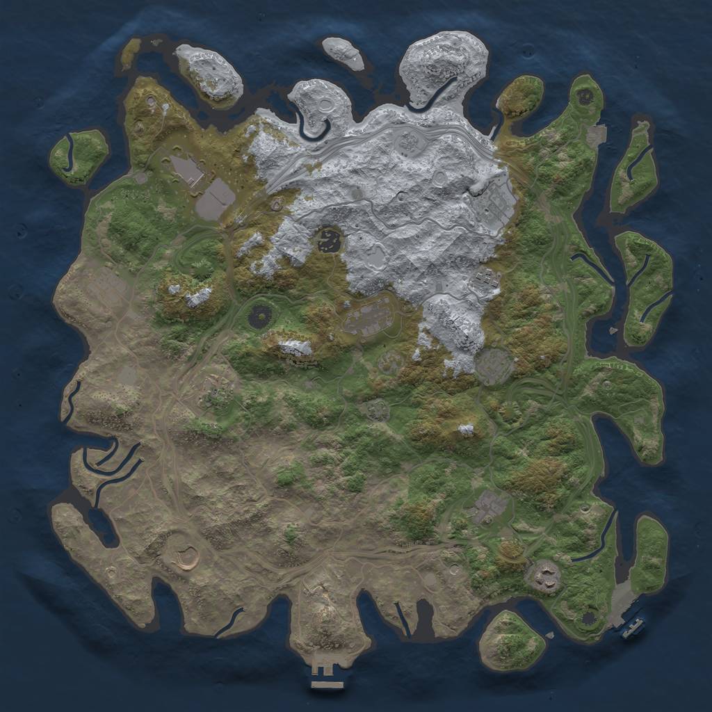 Rust Map: Procedural Map, Size: 4500, Seed: 543557303, 19 Monuments