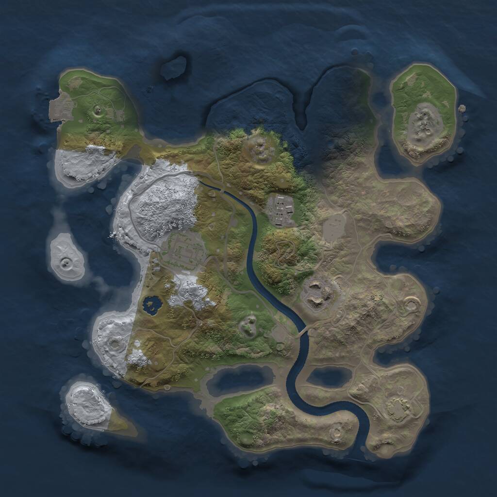 Rust Map: Procedural Map, Size: 2600, Seed: 91300, 5 Monuments