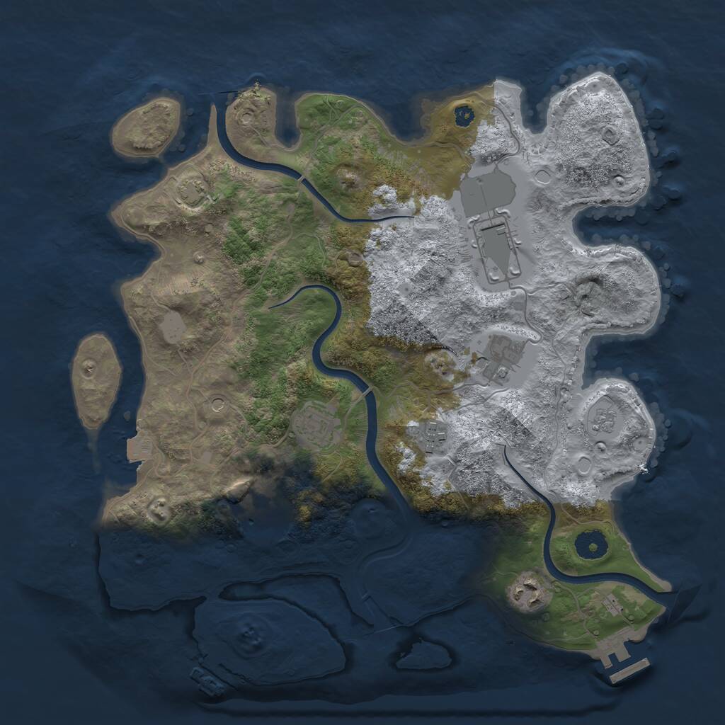 Rust Map: Procedural Map, Size: 3500, Seed: 423281601, 12 Monuments