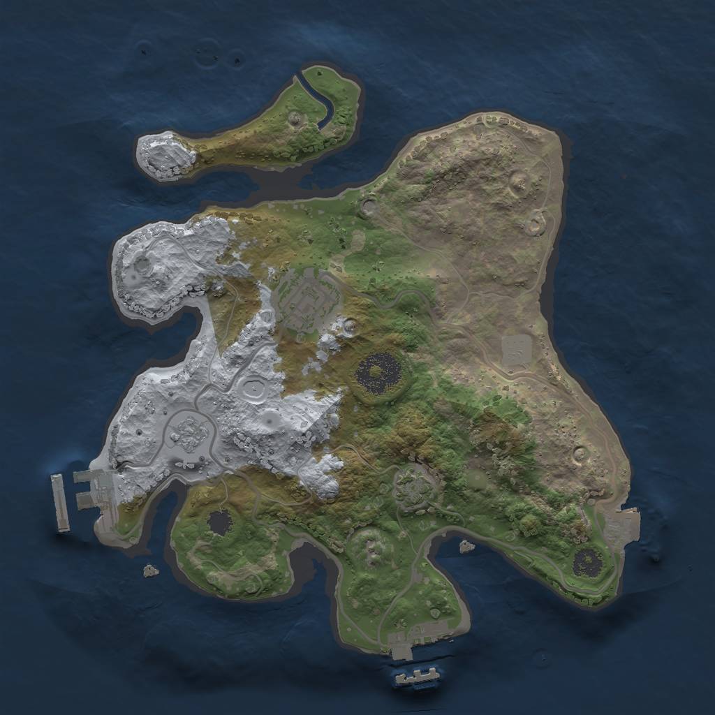 Rust Map: Procedural Map, Size: 2500, Seed: 12245, 8 Monuments