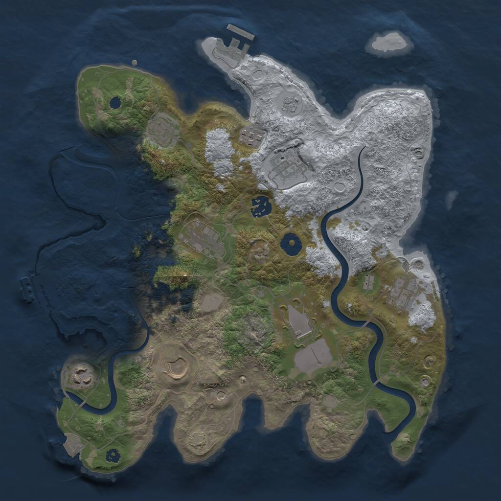 Rust Map: Procedural Map, Size: 3500, Seed: 390527229, 15 Monuments