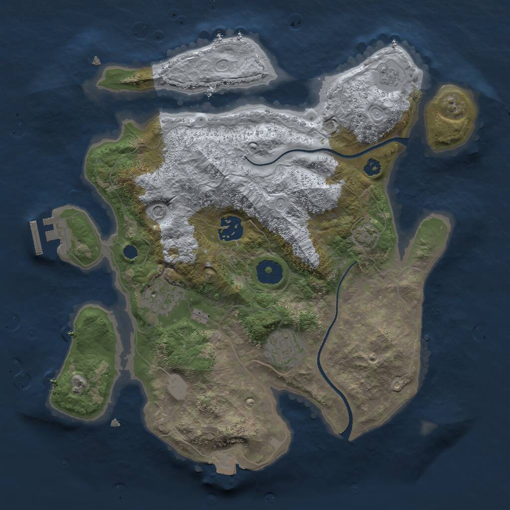 Rust Map: Procedural Map, Size: 3000, Seed: 10121, 8 Monuments