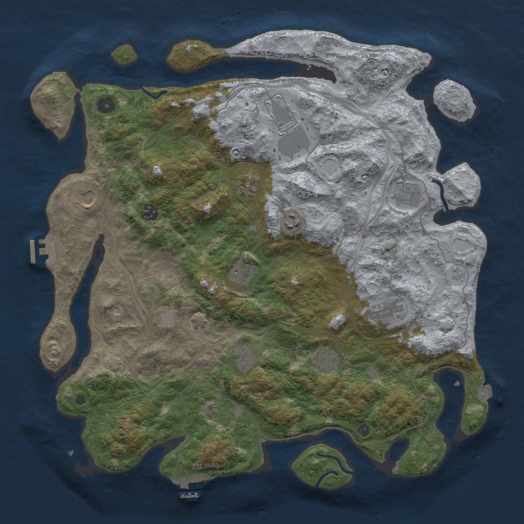 Rust Map: Procedural Map, Size: 4500, Seed: 2117987914, 19 Monuments