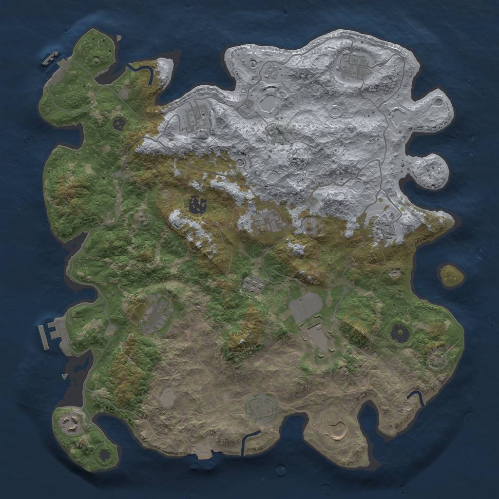 Rust Map: Procedural Map, Size: 4000, Seed: 645436432, 19 Monuments