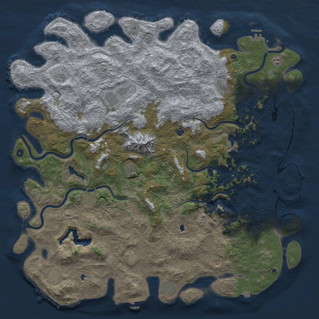 Rust Map: Procedural Map, Size: 6000, Seed: 62993867, 17 Monuments