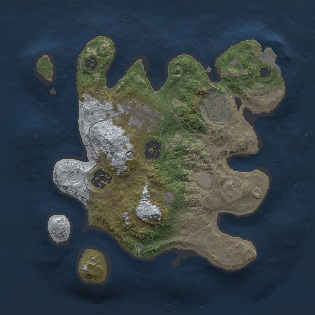 Rust Map: Procedural Map, Size: 2500, Seed: 1463964656, 6 Monuments