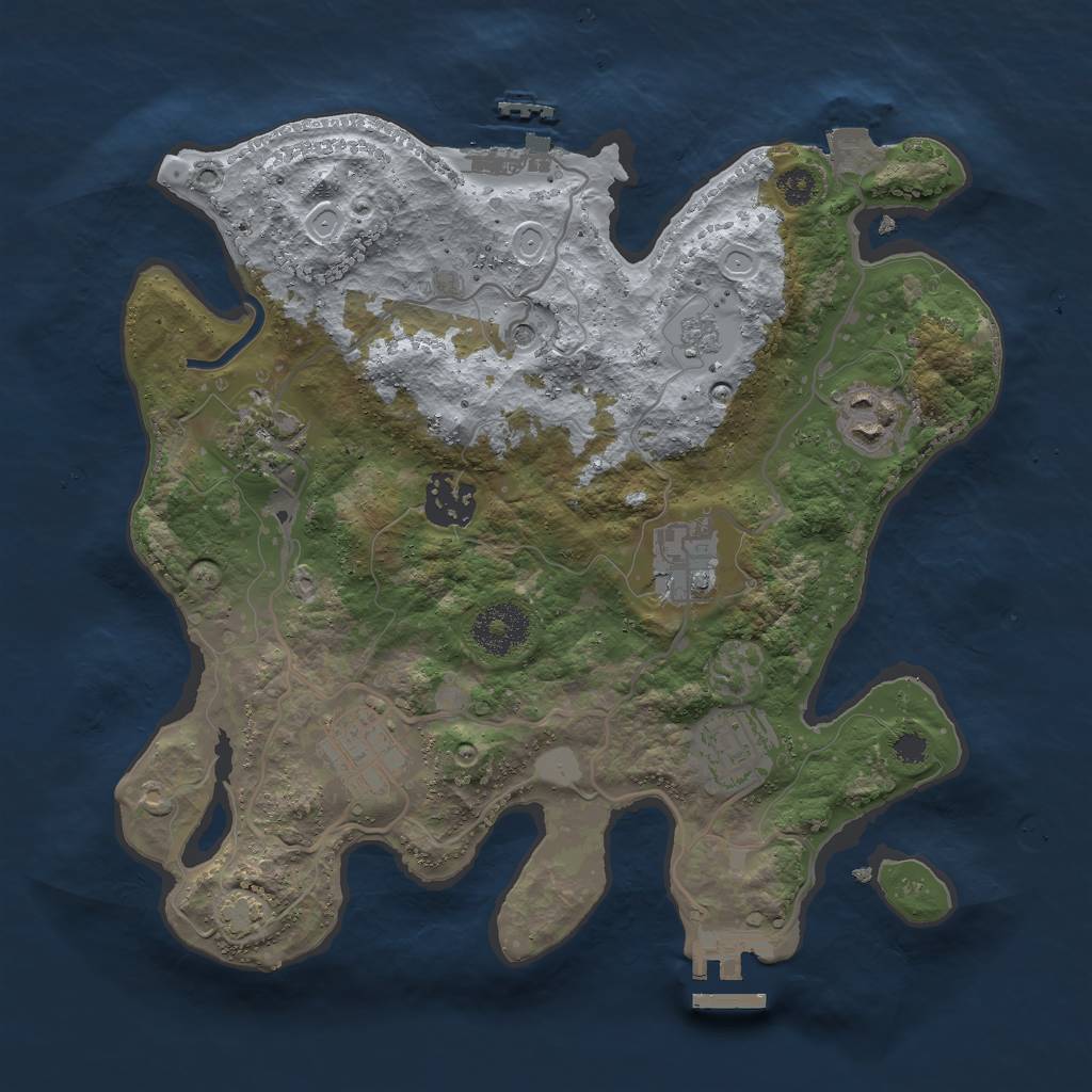 Rust Map: Procedural Map, Size: 3000, Seed: 2480, 14 Monuments