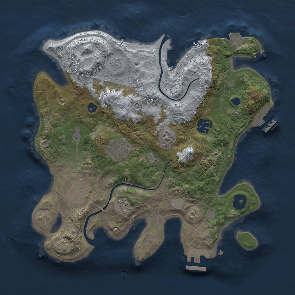 Rust Map: Procedural Map, Size: 3000, Seed: 2480, 10 Monuments