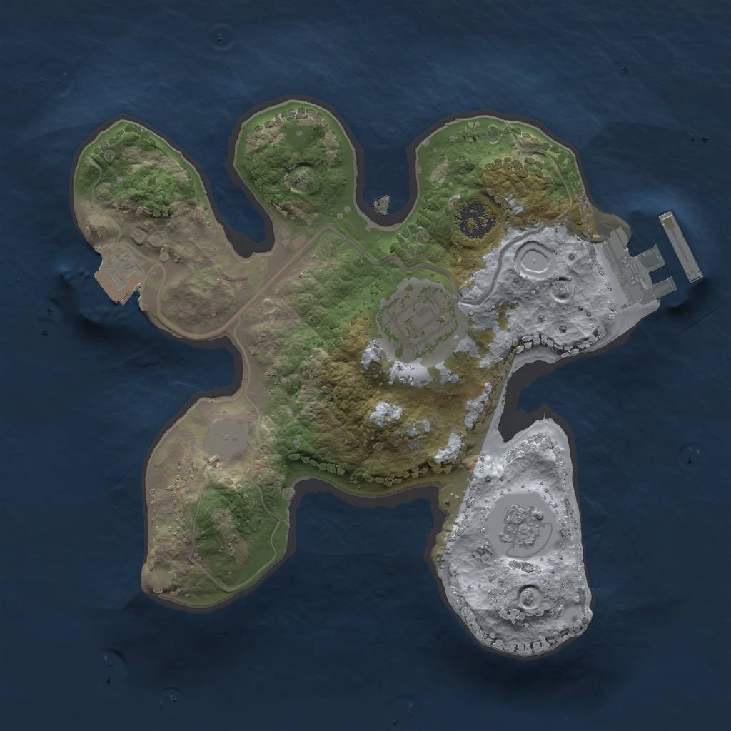 Rust Map: Procedural Map, Size: 2000, Seed: 385448535, 6 Monuments