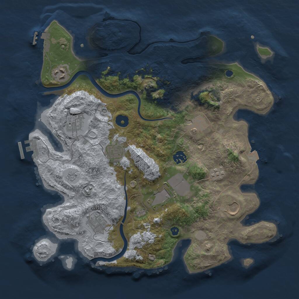 Rust Map: Procedural Map, Size: 3500, Seed: 614745523, 15 Monuments