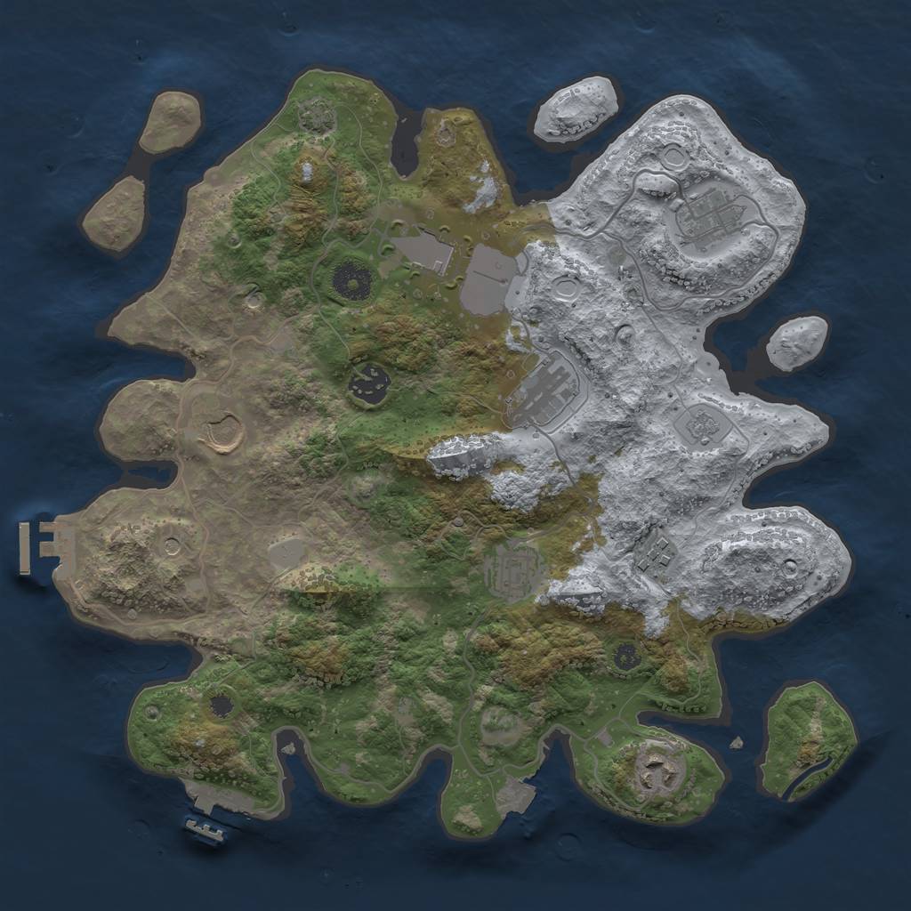 Rust Map: Procedural Map, Size: 3500, Seed: 564561, 16 Monuments