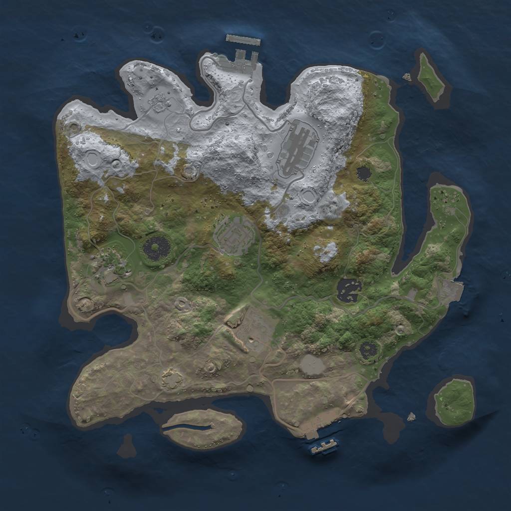 Rust Map: Procedural Map, Size: 3000, Seed: 2092877111, 12 Monuments