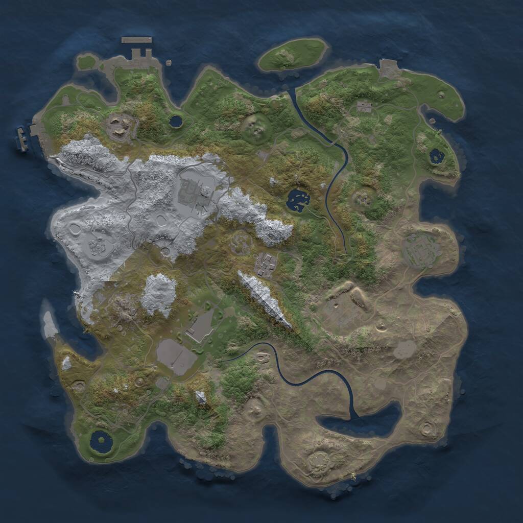 Rust Map: Procedural Map, Size: 3500, Seed: 54645612, 13 Monuments