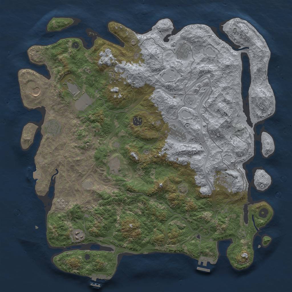 Rust Map: Procedural Map, Size: 4500, Seed: 88398879, 19 Monuments