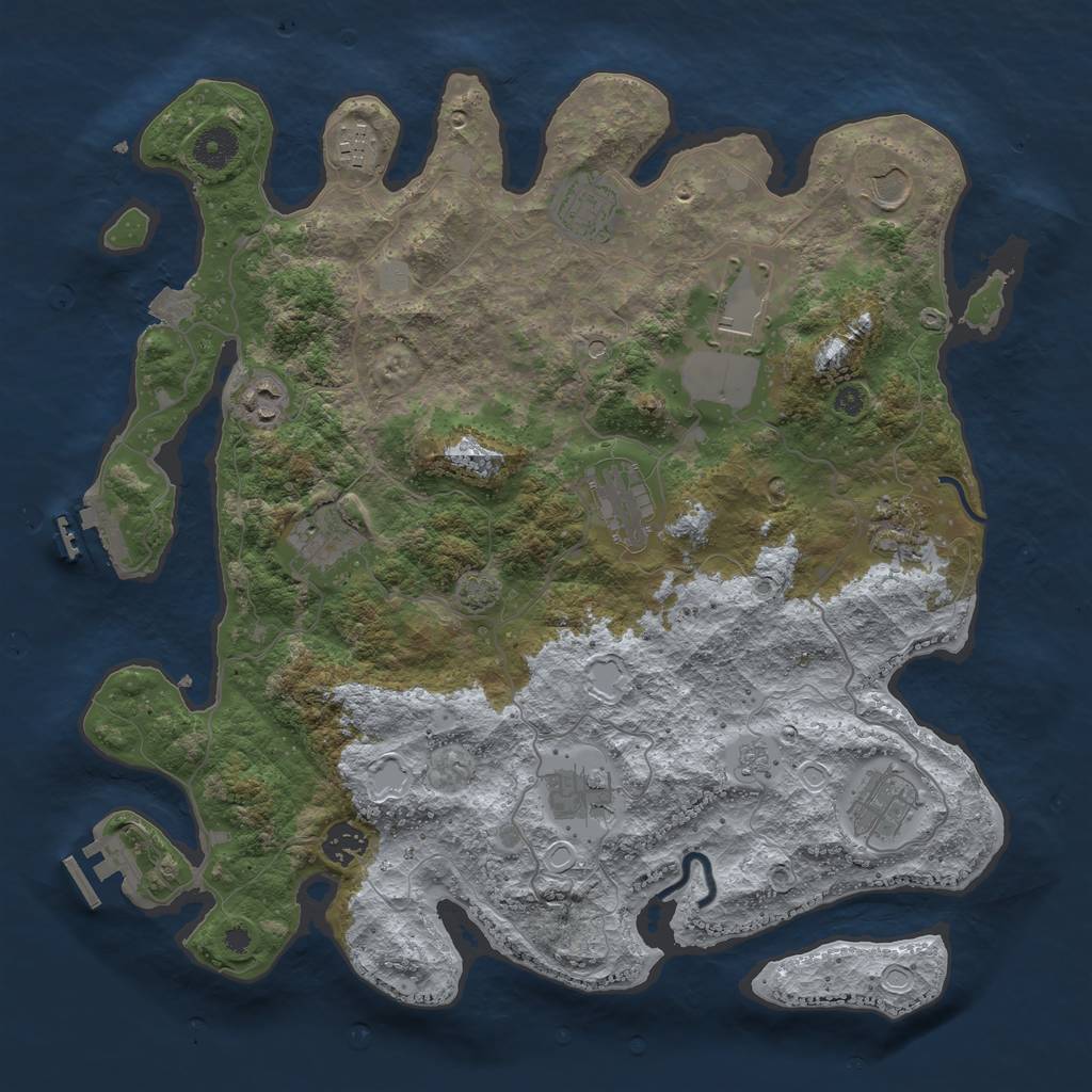 Rust Map: Procedural Map, Size: 3850, Seed: 36436006, 19 Monuments