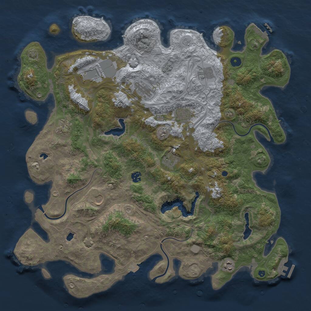 Rust Map: Procedural Map, Size: 4500, Seed: 62950354, 16 Monuments