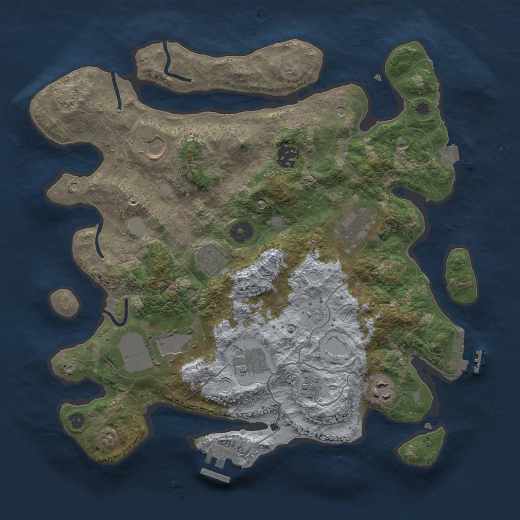 Rust Map: Procedural Map, Size: 3500, Seed: 637673461, 16 Monuments