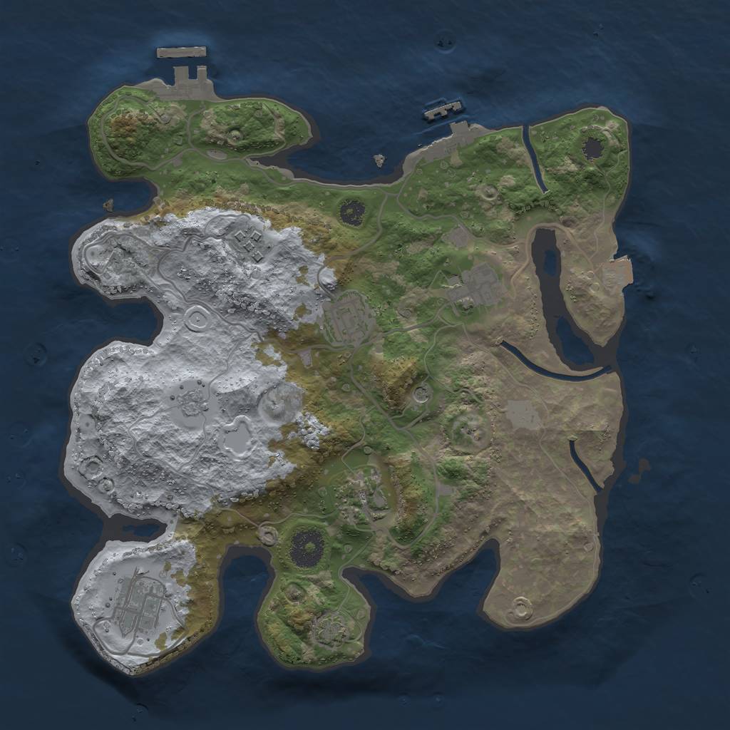 Rust Map: Procedural Map, Size: 3000, Seed: 1927896744, 13 Monuments