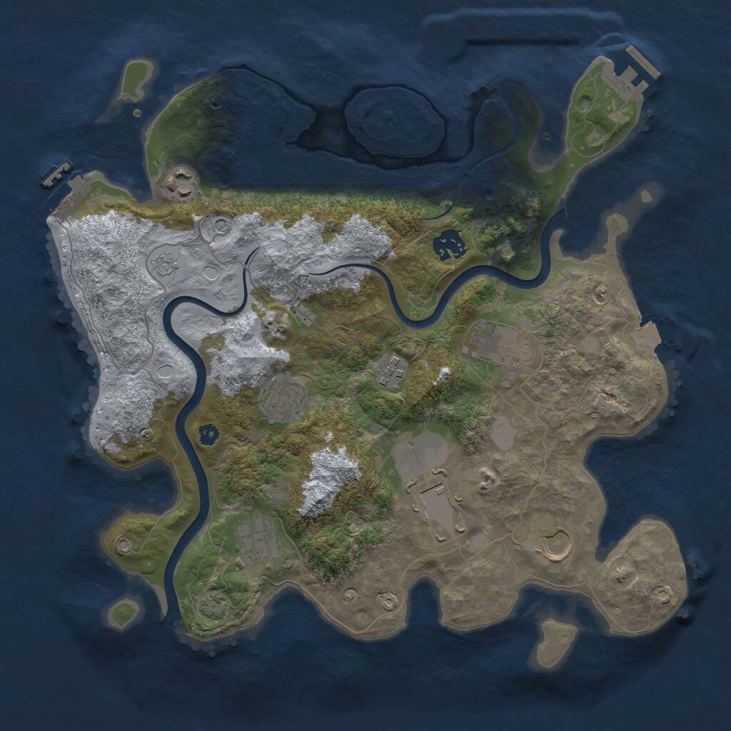 Rust Map: Procedural Map, Size: 3500, Seed: 694277442, 14 Monuments