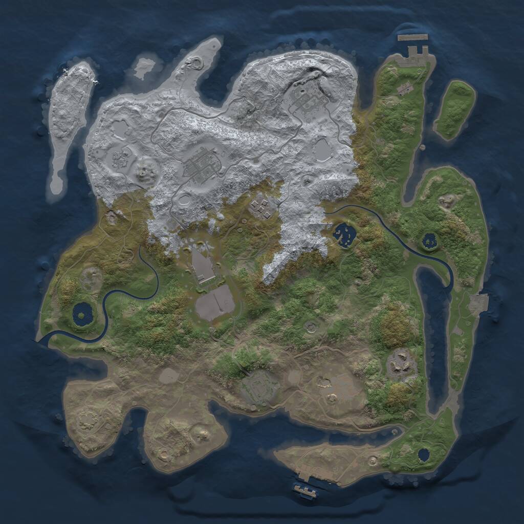 Rust Map: Procedural Map, Size: 3500, Seed: 5445646, 14 Monuments