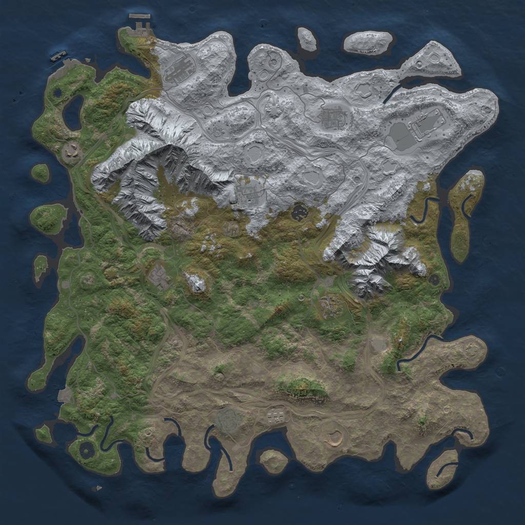 Rust Map: Procedural Map, Size: 5000, Seed: 37465088, 19 Monuments