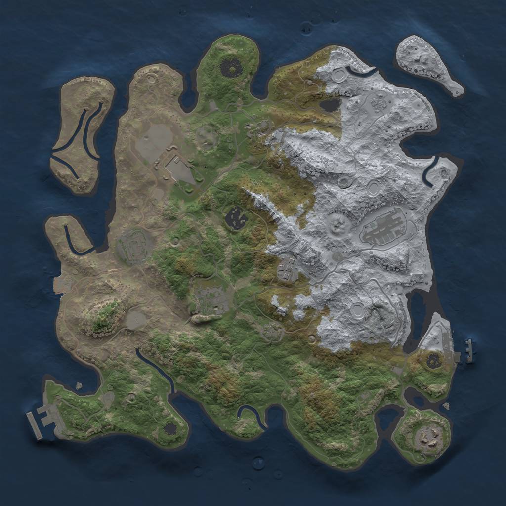 Rust Map: Procedural Map, Size: 3500, Seed: 12175381, 15 Monuments