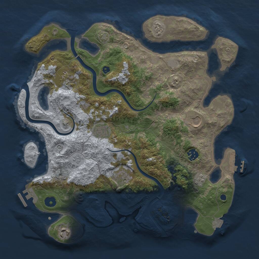 Rust Map: Procedural Map, Size: 3500, Seed: 366802195, 13 Monuments