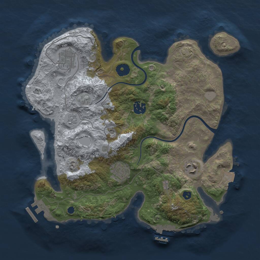 Rust Map: Procedural Map, Size: 3000, Seed: 91857, 10 Monuments