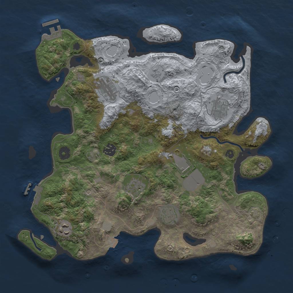 Rust Map: Procedural Map, Size: 3500, Seed: 505965976, 15 Monuments