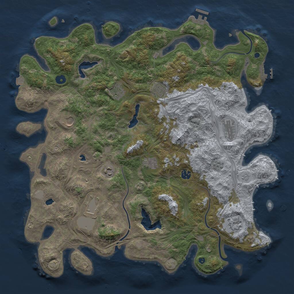 Rust Map: Procedural Map, Size: 4500, Seed: 727272727, 16 Monuments