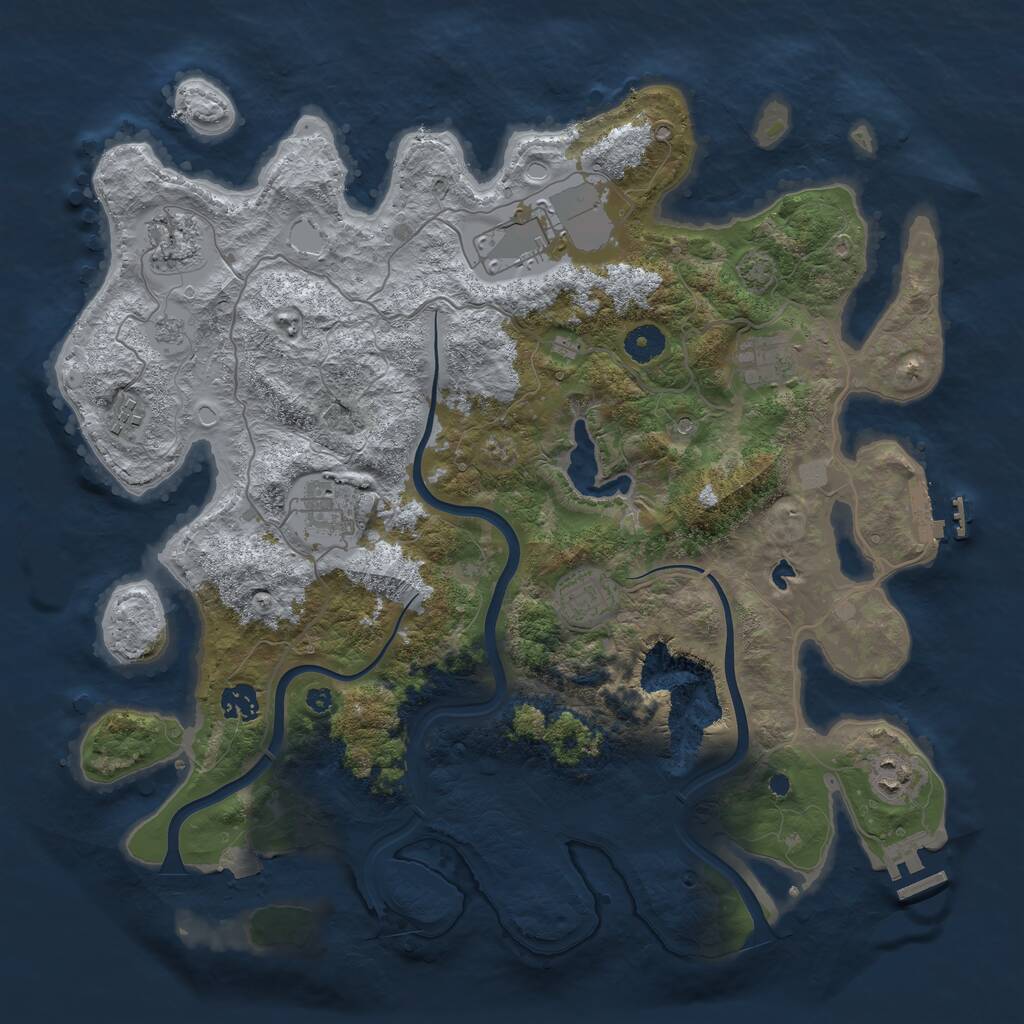 Rust Map: Procedural Map, Size: 4000, Seed: 1411609458, 14 Monuments